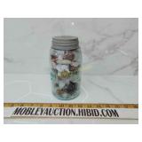 Antique ball jar full of gemstone