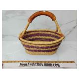 Beautiful basket with leather wrap handle
