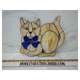 Cat stained glass with cats eyes gemstones