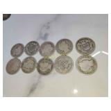 10 silver Barber dimes
