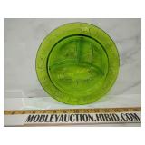Green glass childs plate