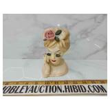Vintage 1961 Inarco lady head Vase with pearls