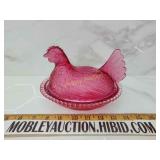 Hen on Nest Cranberry Indiana Glass Co