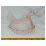 Hen on Nest light Pink Indiana Glass Co