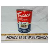 Vintage empty Trasco motor oil metal can