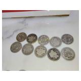 10 silver Barber dimes