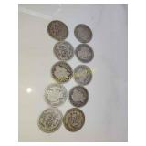10 silver Barber dimes