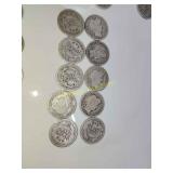 10 silver Barber dimes