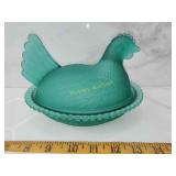 Hen on Nest frosted/Satin Dark Green Indiana