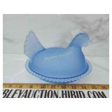 Hen on Nest Blue frosted/Satin Indiana Glass Co
