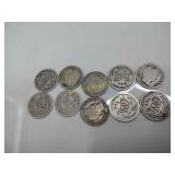 10 silver Barber dimes