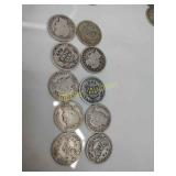 10 silver Barber dimes