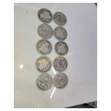 10 silver Barber dimes