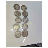 10 silver Barber dimes