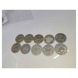 10 silver Barber dimes