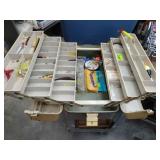 Fishing tackle box with stuff inside