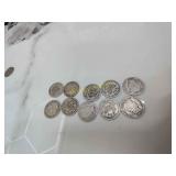 10 silver Barber dimes