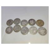 10 silver Barber dimes