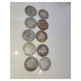 10 silver Barber dimes