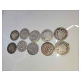 10 silver Barber dimes