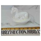Vintage horse milk glass nesting dish