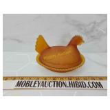 Rare Hen on Nest frosted/Satin butterscotch