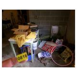 TABLE&ALL IN CORNER BASEMENT BY GARAGE DOOR