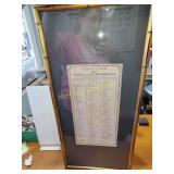 Framed price list for watch and clock repair