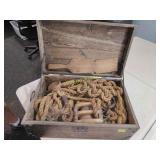 Antique wooden pulley set