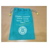 vintage Owen County State Bank money bag