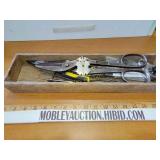 Misc wooden box of tools