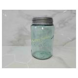 Marked light teal and Amber streaks ball jar ?