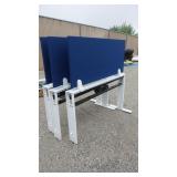 Workstation for 3 desks, w/power, and blue
