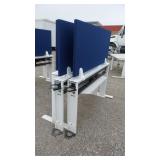 Workstation for 3 desks, w/power, and blue