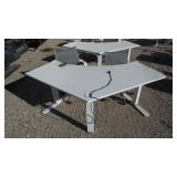 120 Degree Adjustable Height Desk & Chairs