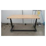 Wood Top Adjustable Height Table on Casters
