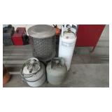 Lot of Propane Tanks & Portable Propane Heater