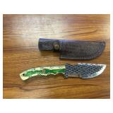 Hand Forged Skinner Knife & Leather Sheath 8'