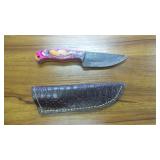 9" Textured Steel Fixed Blade Knife & Sheath