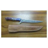Custom Damascus Steel Chef Knife & Sheath