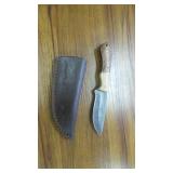 Custom Damascus Steel Hunting Knife & Sheath