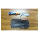 Custom Damascus Steel Cleaver Knife & Sheath