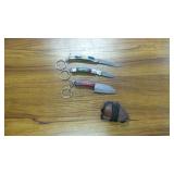 3 Mini Patterned Steel Knife Keychains