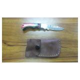 Custom Damascus Folding Pocket Knife & Sheath