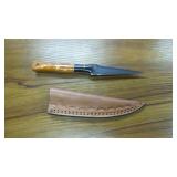Custom Dagger Style Knife w/ Leather Sheath