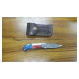 Custom Folding Knife w/ Leather Sheath