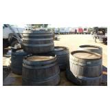 (6) Wood Wine Barrels with Metal Hoops