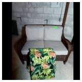 Wicker Loveseat - Brown, with cushions