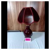 Burgundy Scalloped Shade Lamp