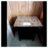 End Table - Brown Marble Top, Black Base